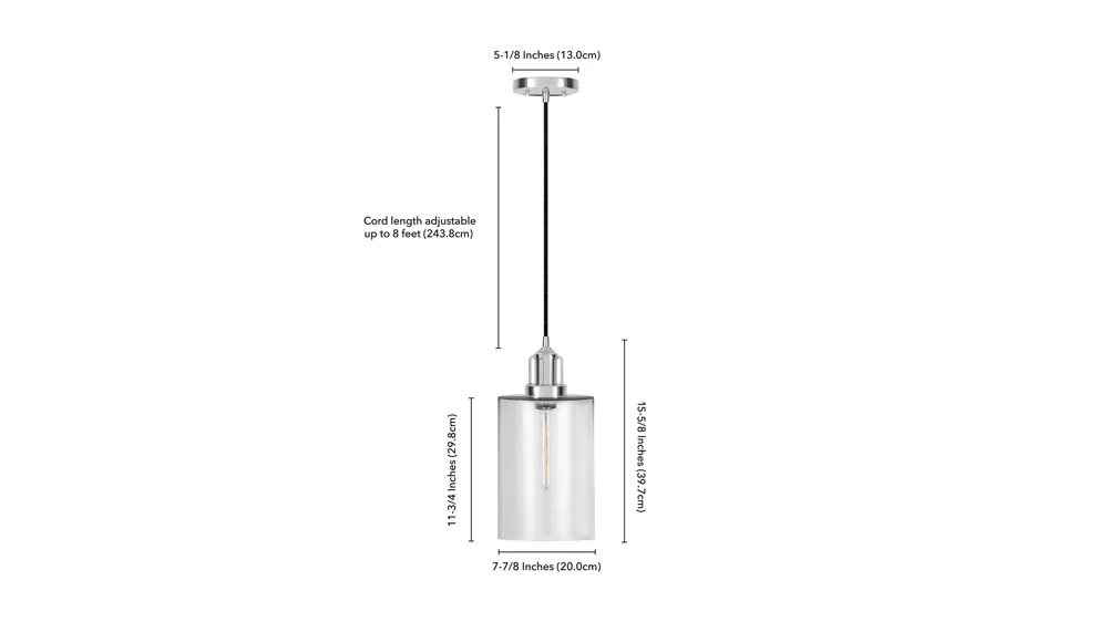 Nisha Seeded Glass Pendant Dimensions
