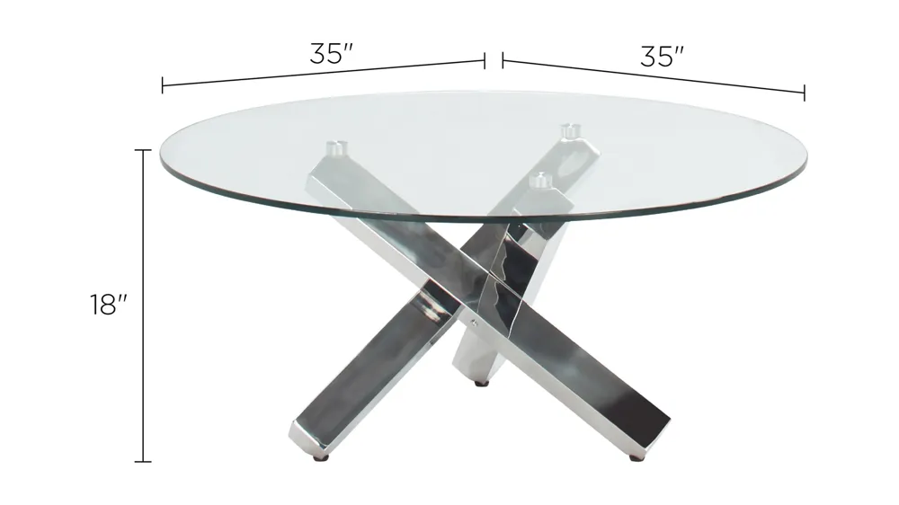 Liza Round Glass Cocktail Table Dimensions