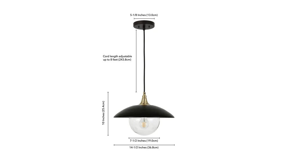 Lyuba Clear Glass Pendant Dimensions