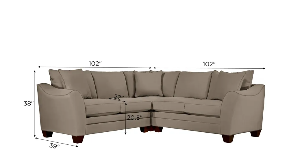 Foresthill 3-pc. Symmetrical Loveseat Sectional Sofa Dimensions