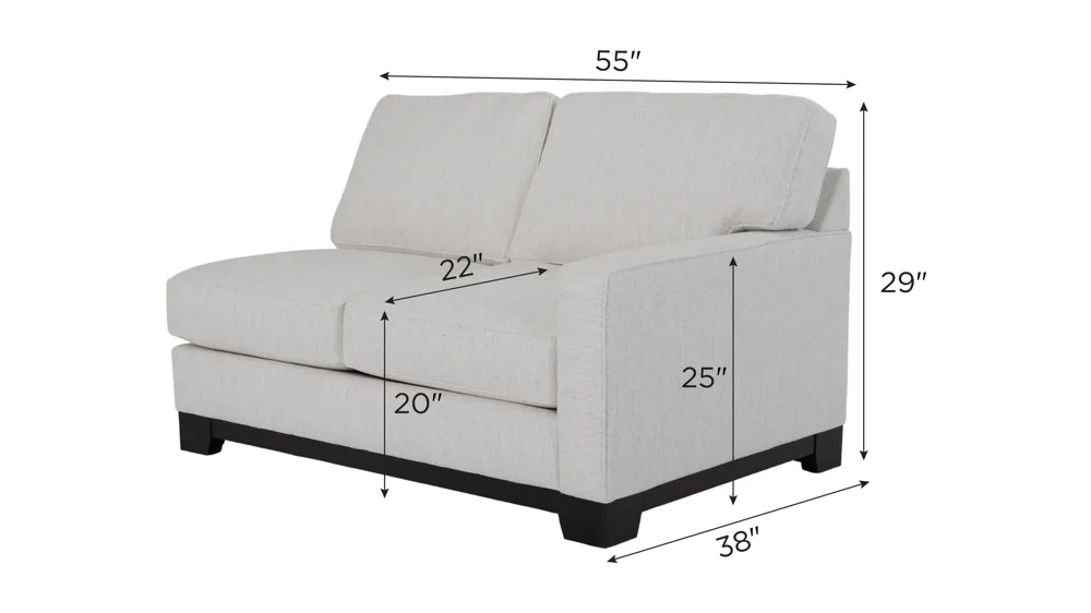 Artemis I Right Arm Facing Loveseat Dimensions