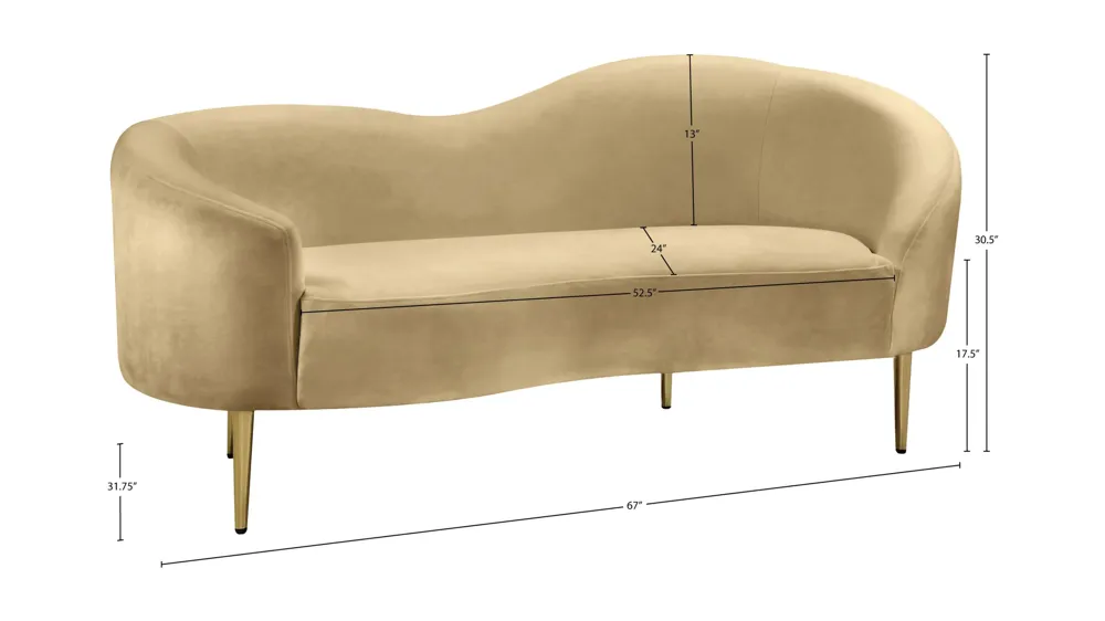 Ritz Velvet Loveseat Dimensions