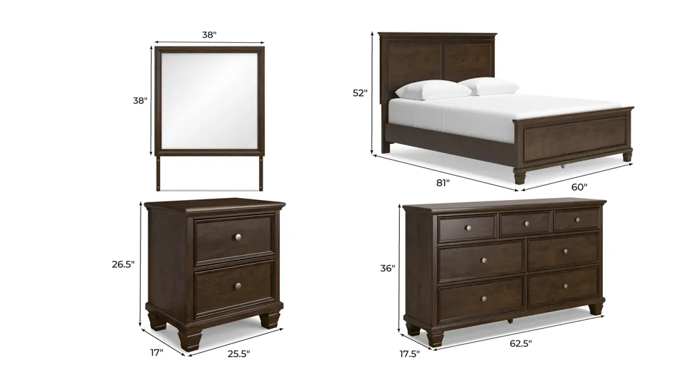 Reed 4-pc. Panel Bedroom Set Dimensions