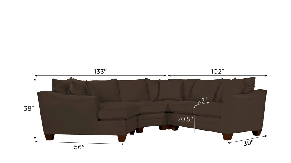 Foresthill 4-pc. Left Hand Cuddler Sectional Sofa Dimensions