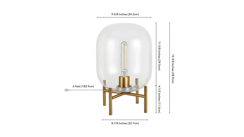 Farnham Clear Glass Globe Table Lamp Dimensions