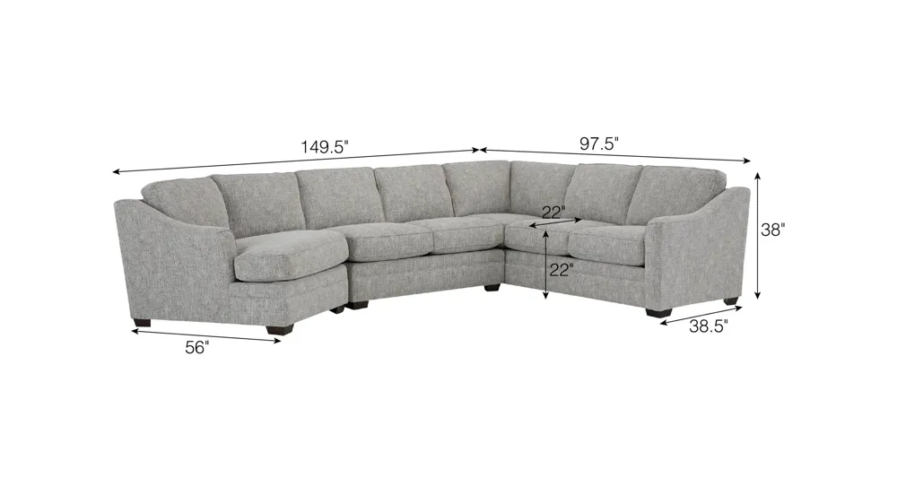Fairhaven 3-pc. Sectional Dimensions