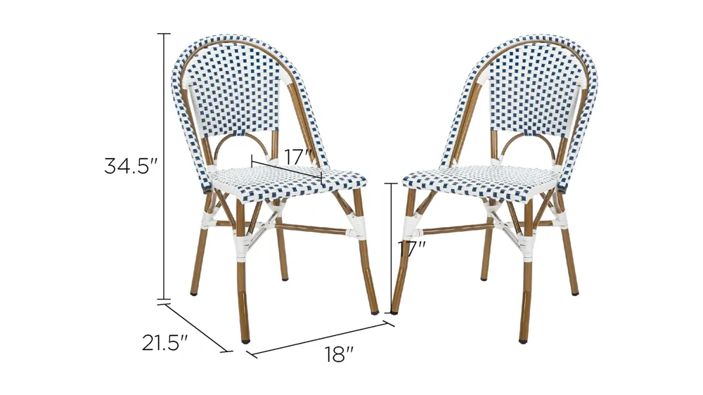 Salcha Indoor/Outdoor French Bistro Side Chair, Set of 2 Dimensions