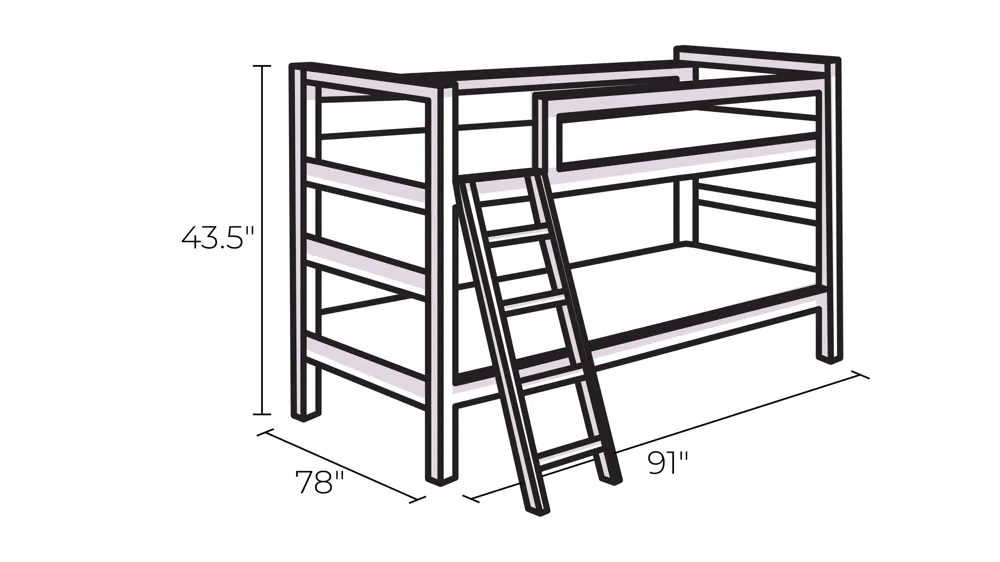 Donco Louver Low Loft Bed with Slide Dimensions