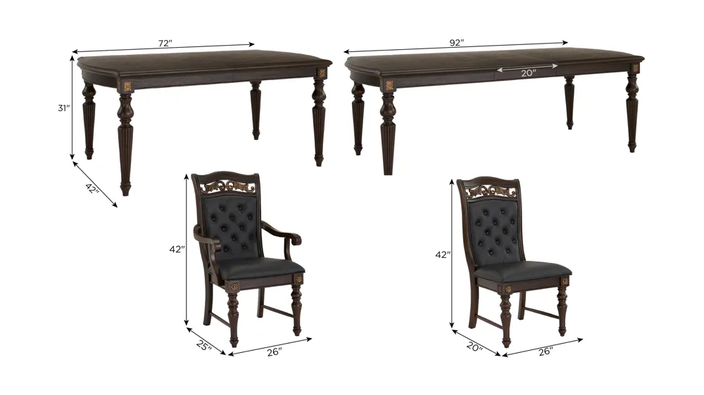 Vanderbilt 7-pc. Dining Set Dimensions