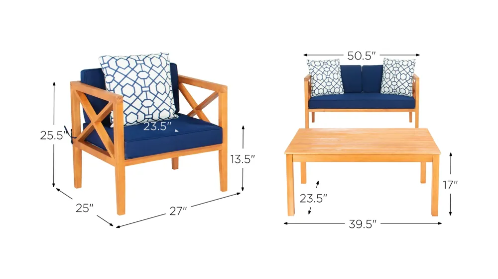 Indria 4-pc. Patio Set Dimensions