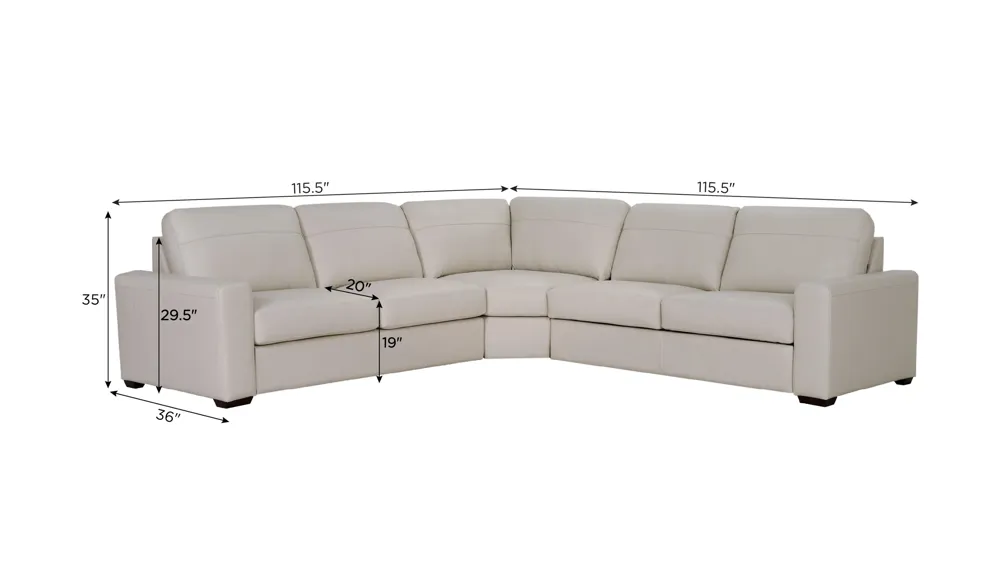 Harley 4-pc. Leather Sectional Dimensions