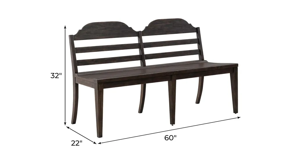 Paradise Valley Ladder Back Bench (RTA) Dimensions