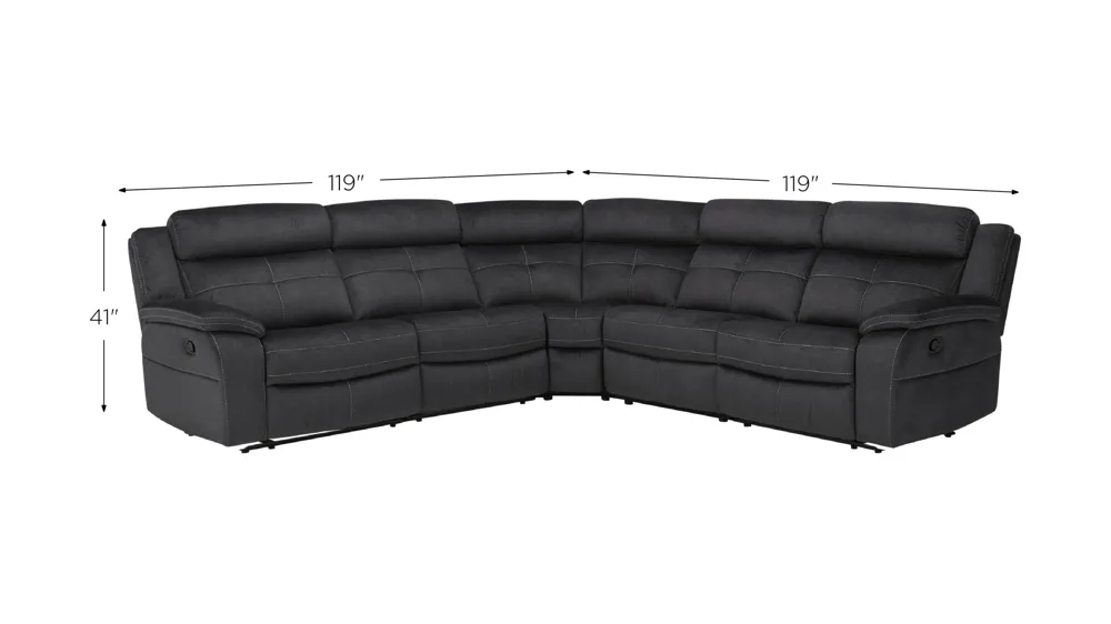 Lugano Microfiber 5-pc. Reclining Sectional Dimensions