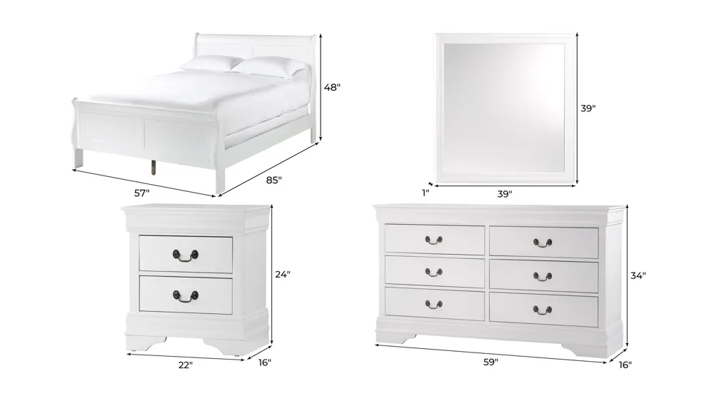 Edina 4-pc. Bedroom Set Dimensions