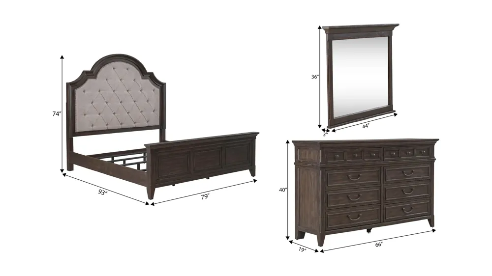 Paradise Valley 3-pc. Bedroom Set Dimensions
