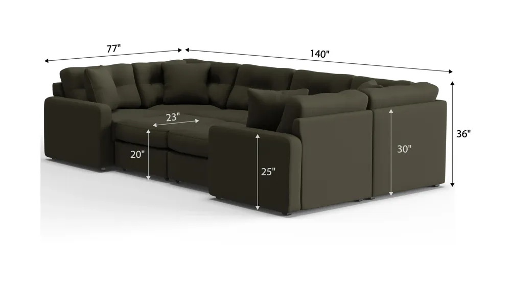 ModularOne 8-pc. Sectional Dimensions