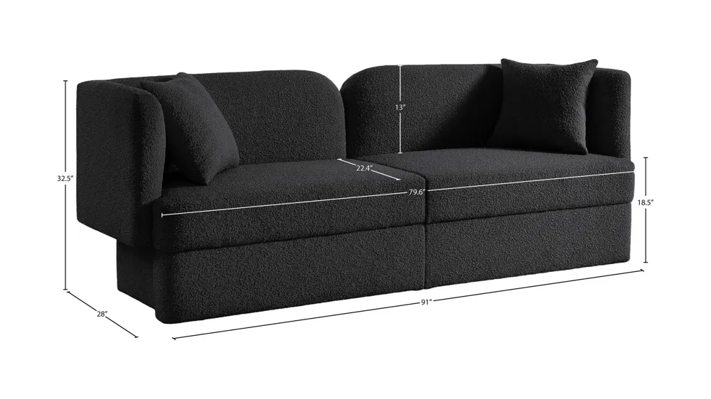 Marcel Boucle Fabric Sofa Dimensions