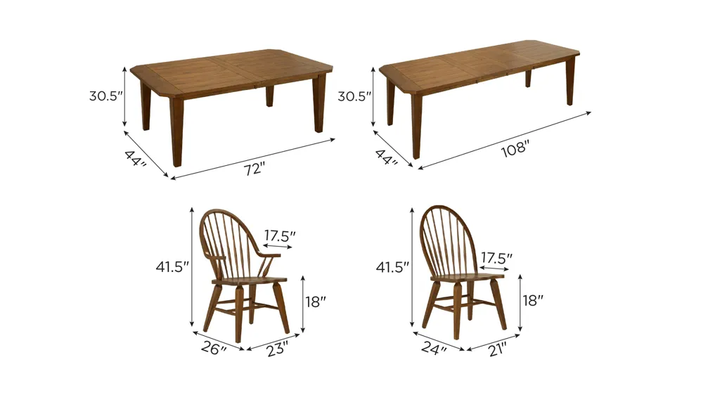 Colebrook 7-pc. Dining Set Dimensions