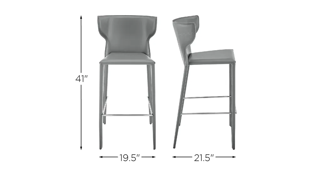 Divinia Bar Stool Set of 2 Dimensions