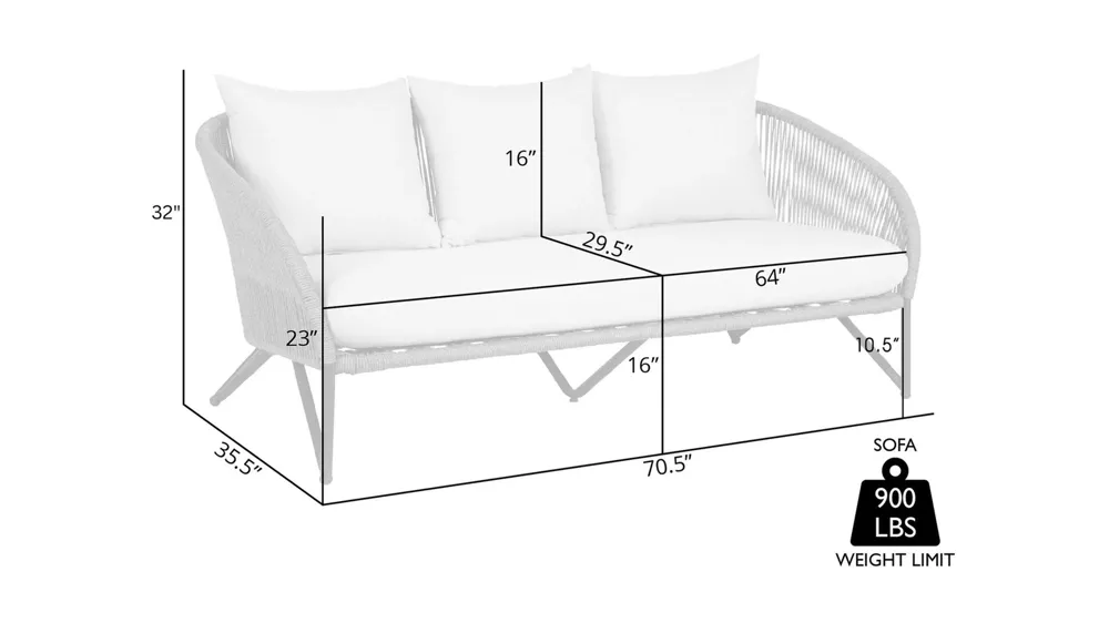 Benicia Outdoor Sofa Dimensions