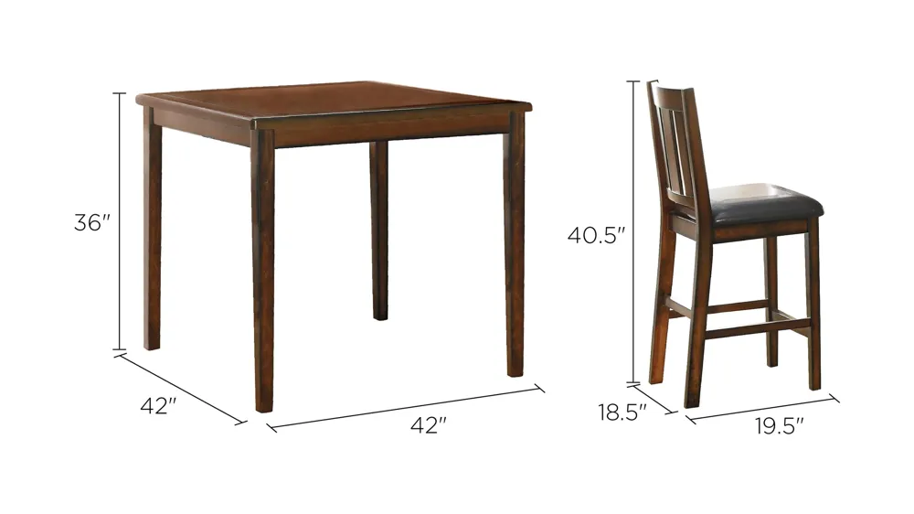 Normand 5-pc Counter Height Dining Set Dimensions