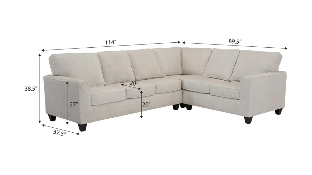 Dune 3-pc. Sectional Dimensions