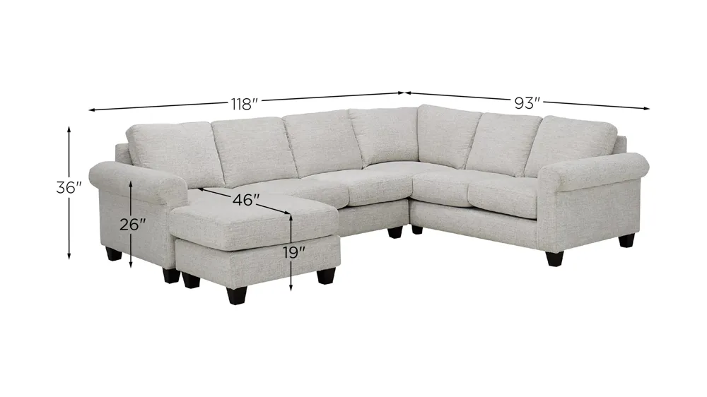 Raelynn 2-pc. Sectional Dimensions