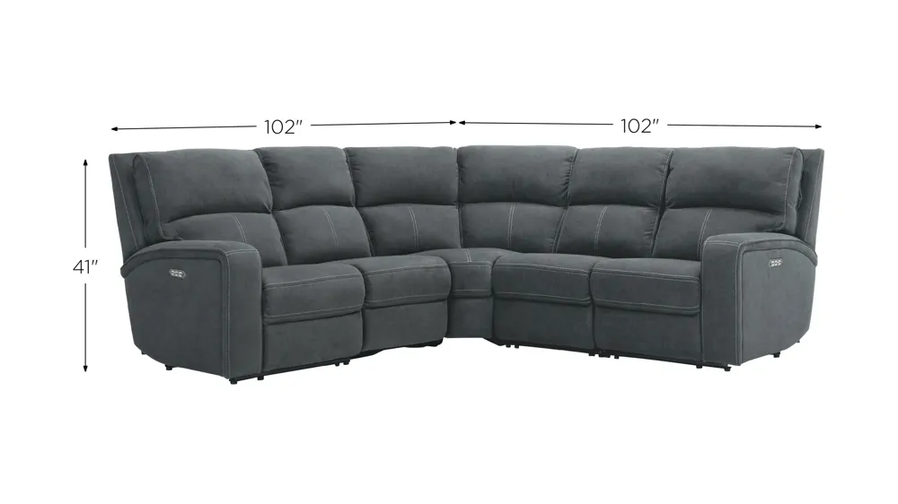 Ian 5-pc. Power Sectional w/ Power Headrest & Lumbar Dimensions