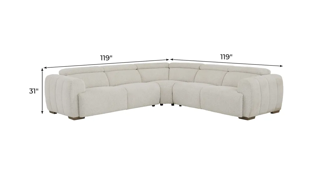 Elton 3-pc. Dual Power Sectional Dimensions