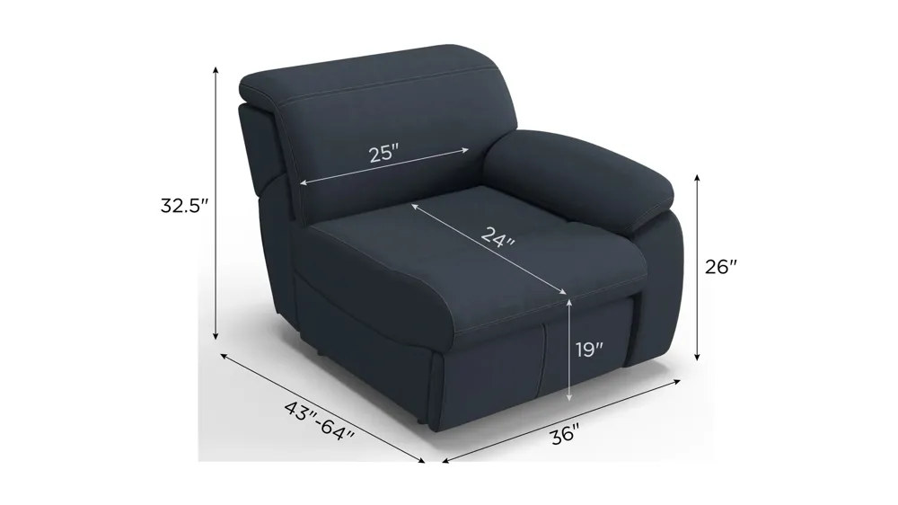 Enbright Microfiber Right Arm Facing Power Recliner w/ Ratchet Headrest Dimensions