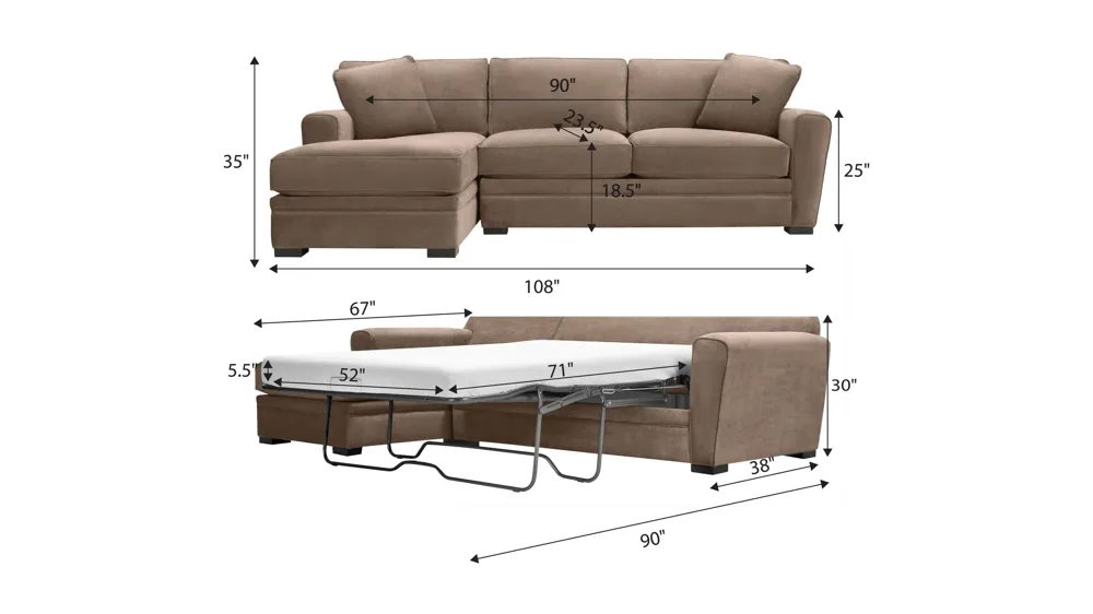 Artemis II 2-pc. Sectional w/ Full Sleeper Dimensions
