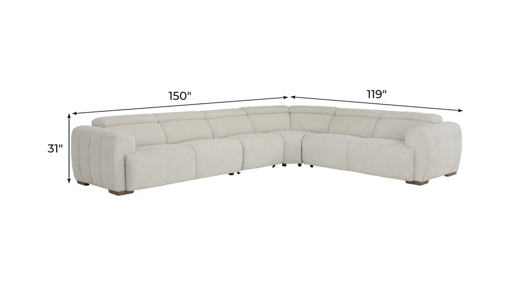 Elton 4-pc. Dual Power Sectional Dimensions