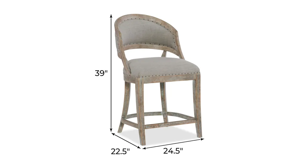 Boheme Barrel Back Counter Stool Dimensions