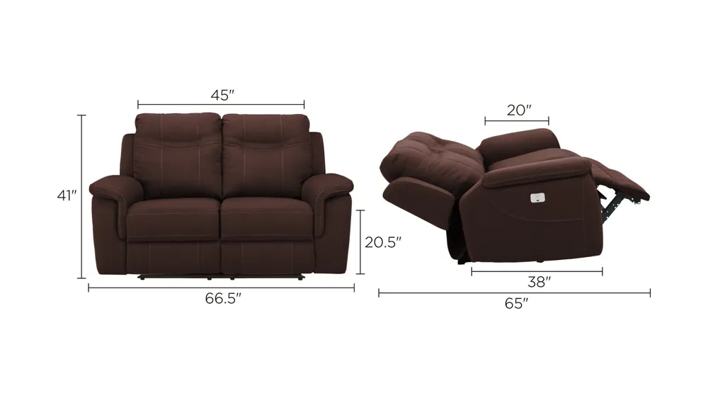 Stanfield Dual Power Layflat Loveseat Dimensions