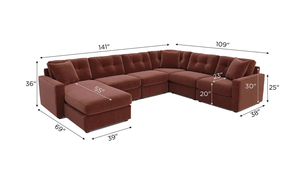ModularOne 6-pc. Sectional Dimensions