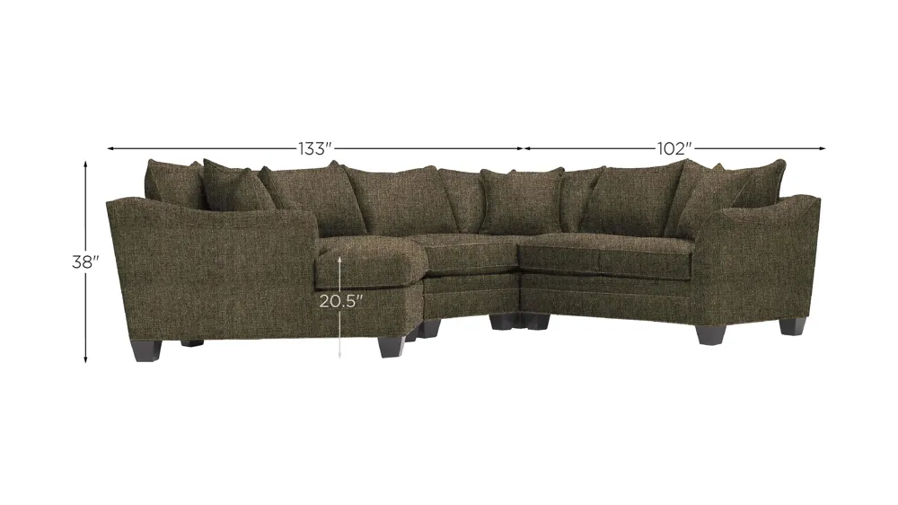 Foresthill 4-pc. Left Hand Cuddler Sectional Sofa Dimensions