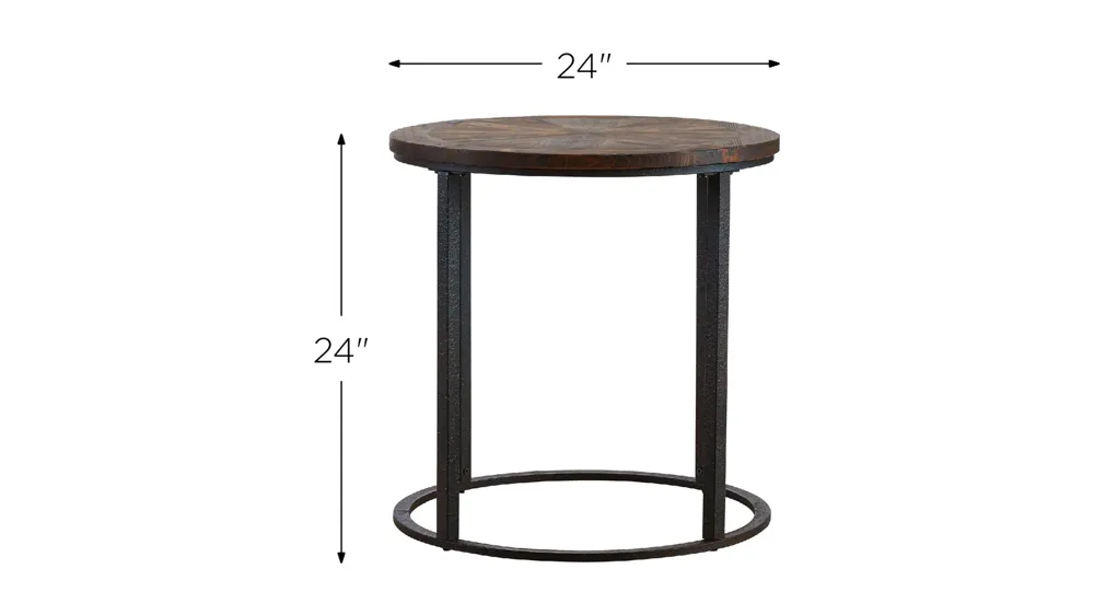 Champaign Reclaimed Wood Round End Table Dimensions
