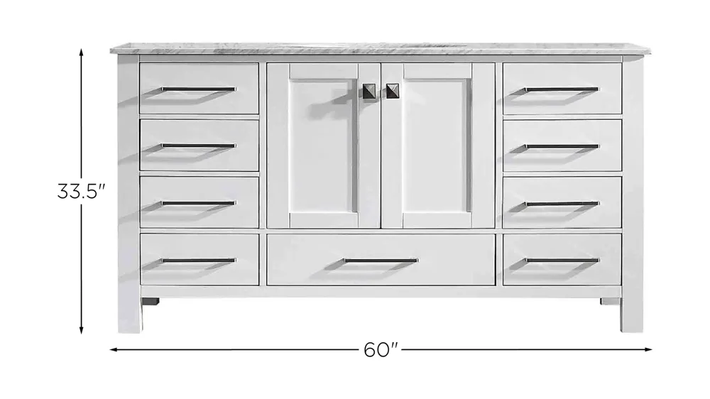 Sydney 60" Single Sink Bathroom Vanity Dimensions