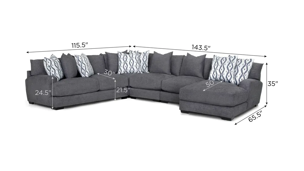 Carter 4-pc. Sectional Dimensions
