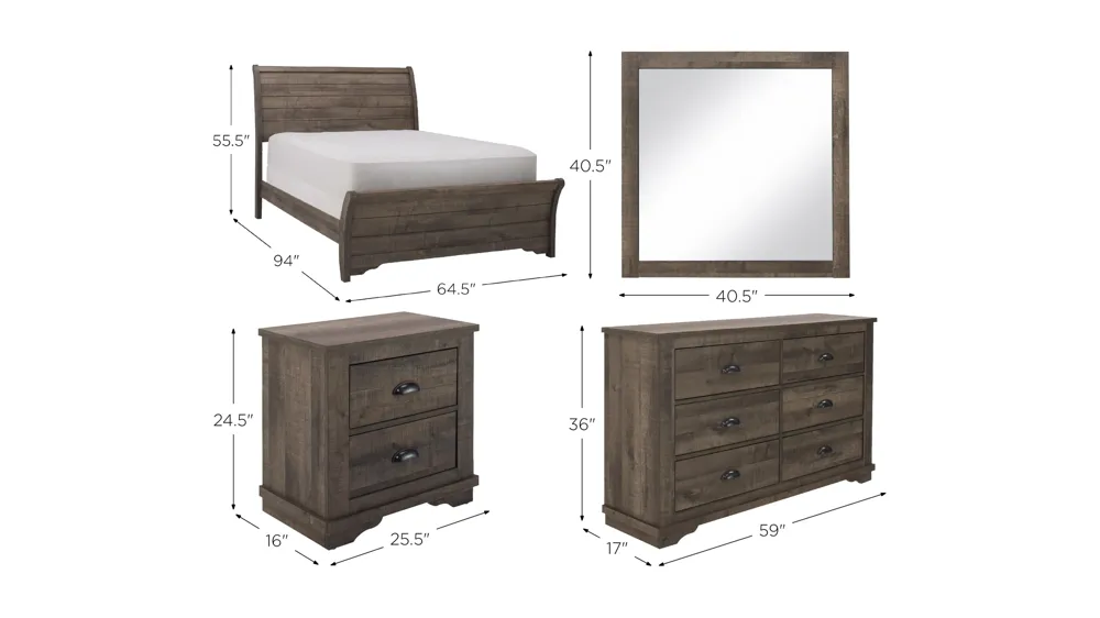 Josie 4-pc. Bedroom Set Dimensions