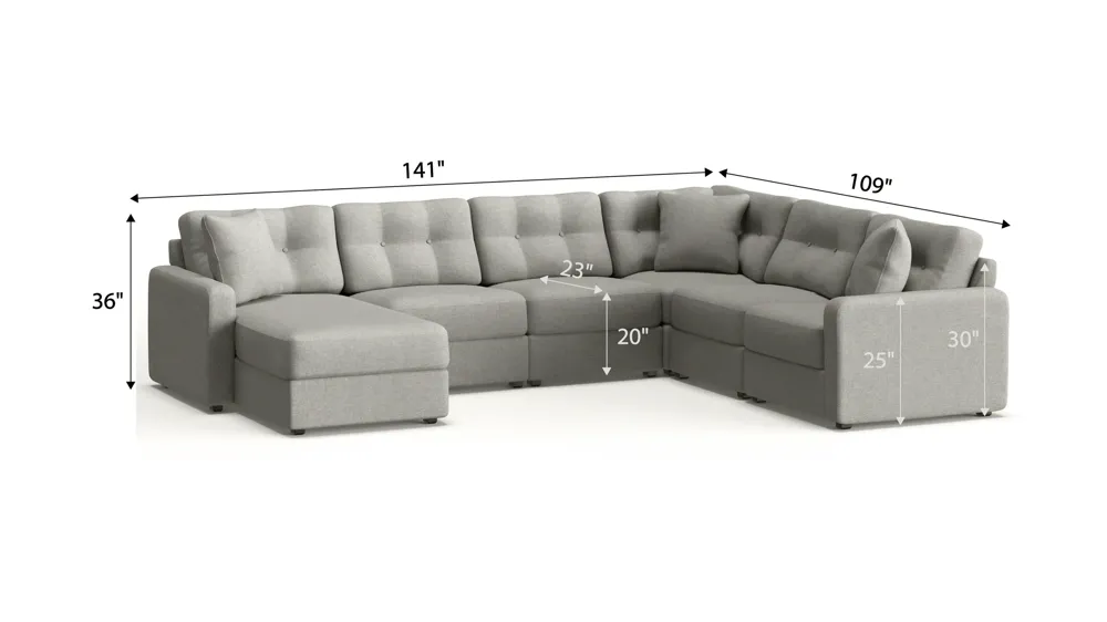 ModularOne 6-pc. Sectional Dimensions