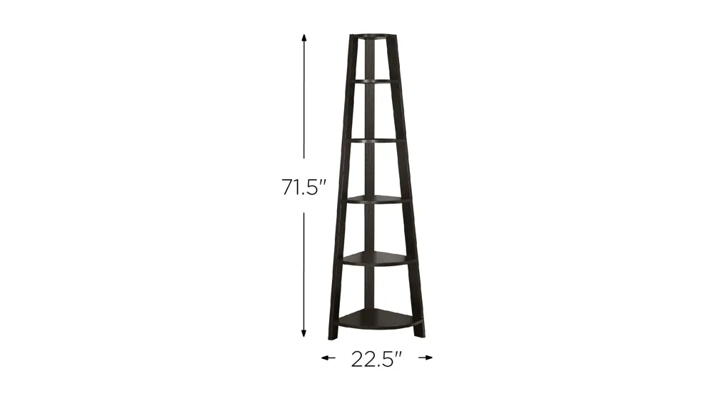 Monarch 72" Corner Bookcase Dimensions