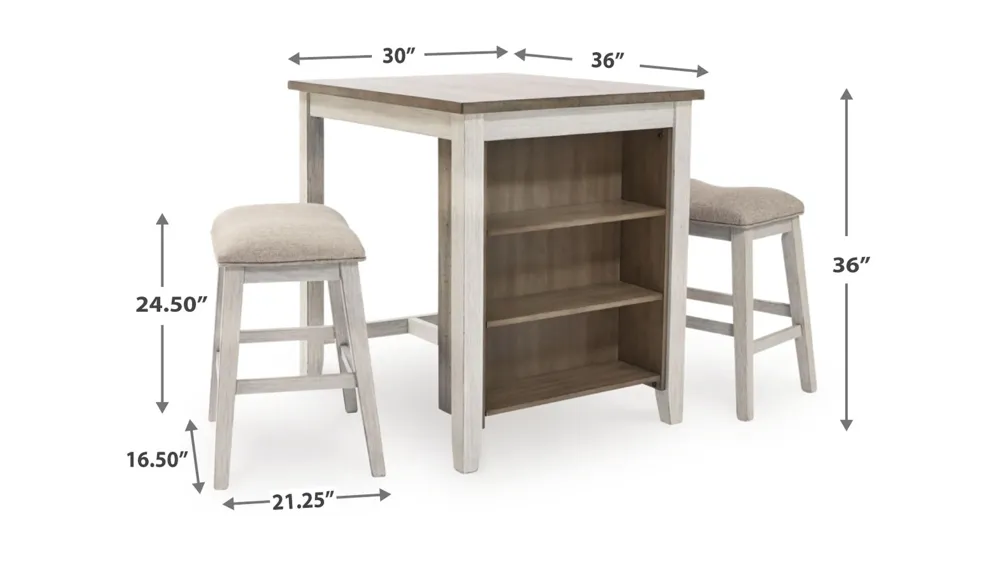 Jonette Counter-Height 3-pc. Dining Set Dimensions