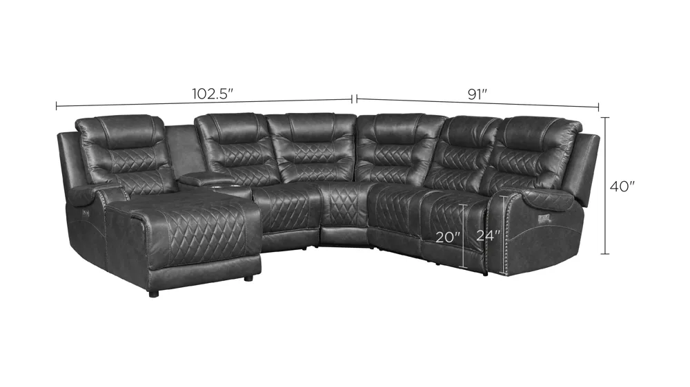 Greenway 6-pc. Modular Power Reclining Sectional Sofa W/ Chaise Dimensions