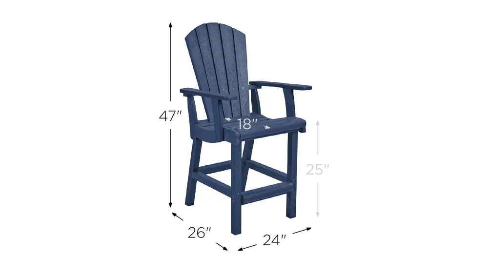 Generation Recycled Outdoor Counter Height Arm Chair Dimensions