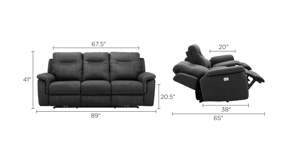 Stanfield Dual Power Layflat Sofa Dimensions