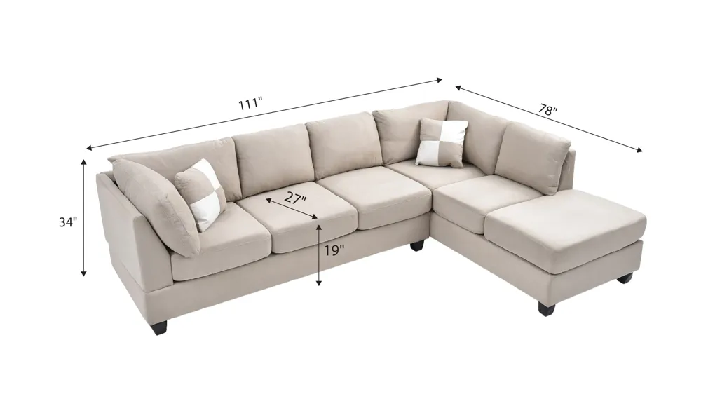 Malone 2-pc. Reversible Sectional Sofa Dimensions
