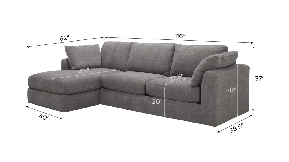Nappily 2-pc. Sectional Dimensions