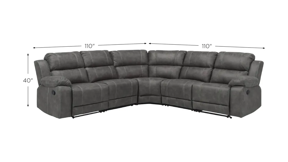 Kerridon 5-pc. Reclining Sectional Dimensions