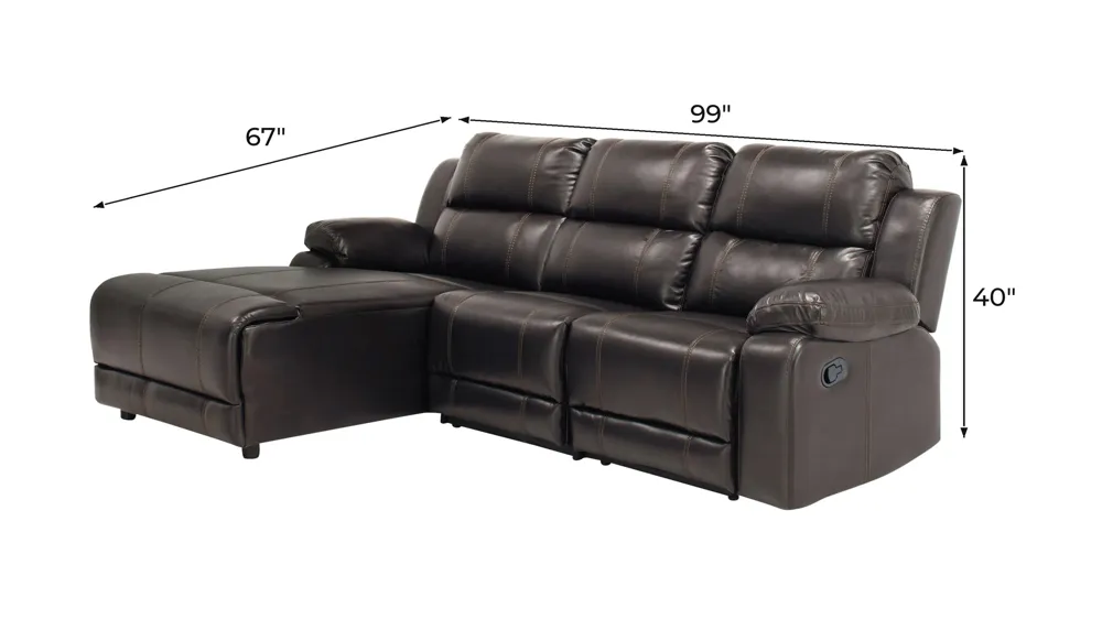 Kerridon 3-pc. Reclining Sectional Dimensions